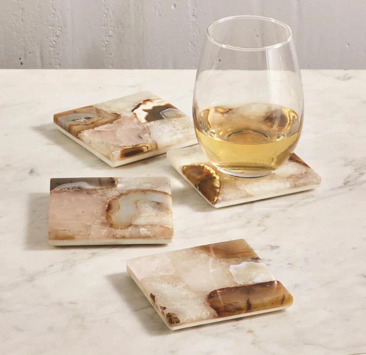 Agate Coasters with Marble Base S/4