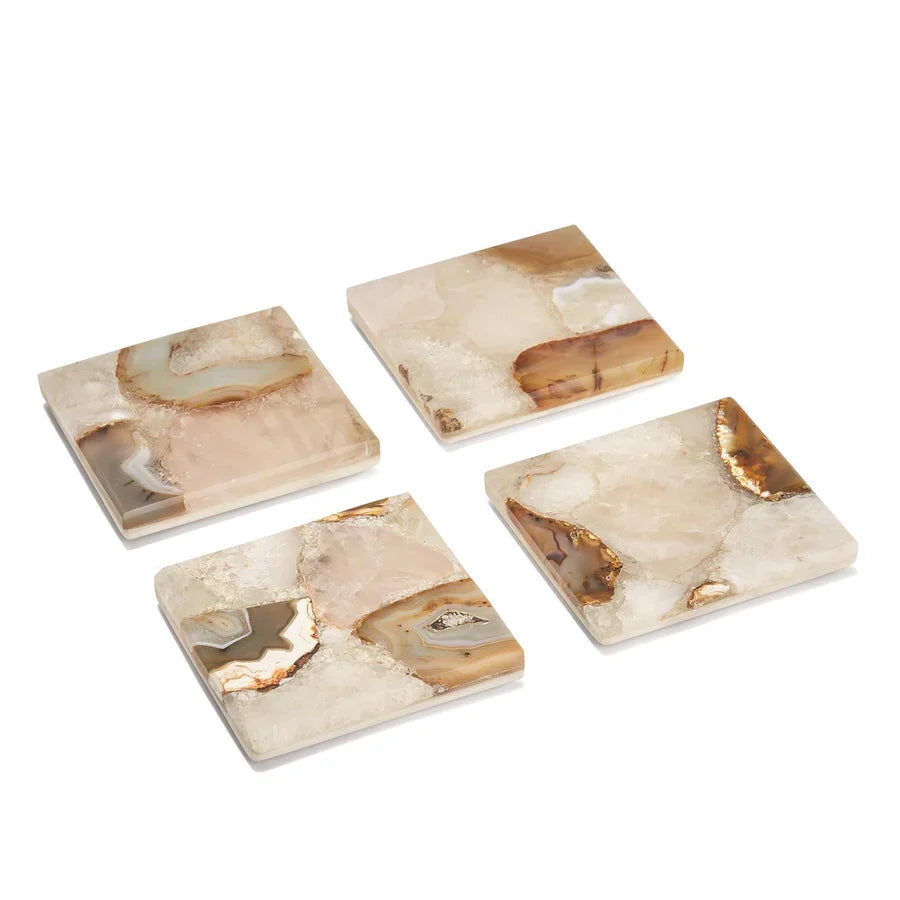 Agate Coasters with Marble Base S/4